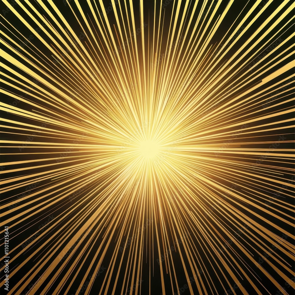 Poster radiant golden burst with dynamic lines creating a sense of energy and movement.