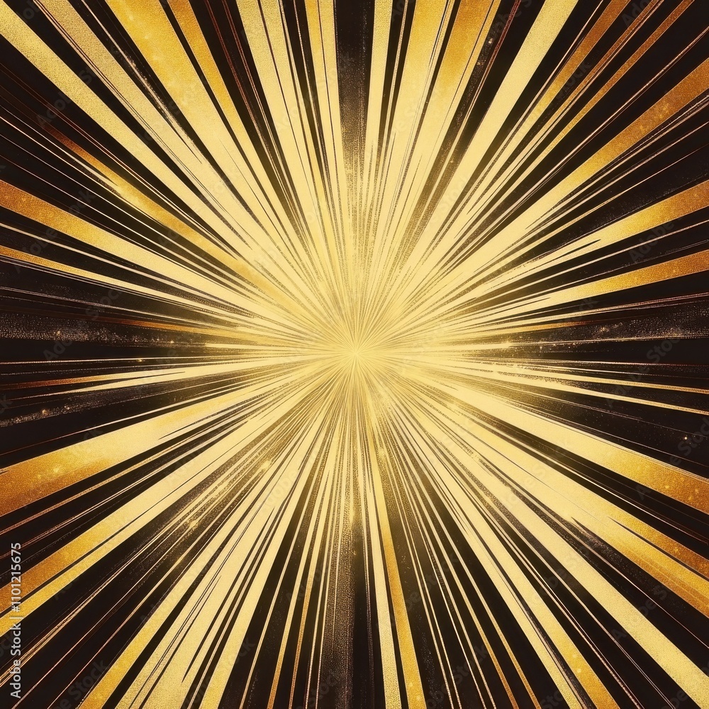 Aufkleber a stunning abstract golden burst, radiating energy and vibrancy with black rays intertwining in a dy