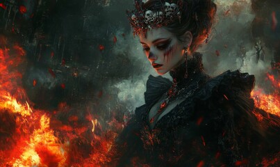 Here's a 10-word description of the image: Fiery inferno surrounds