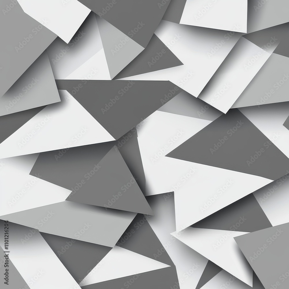 Poster abstract composition of overlapping gray and white geometric shapes creating a modern textured backg