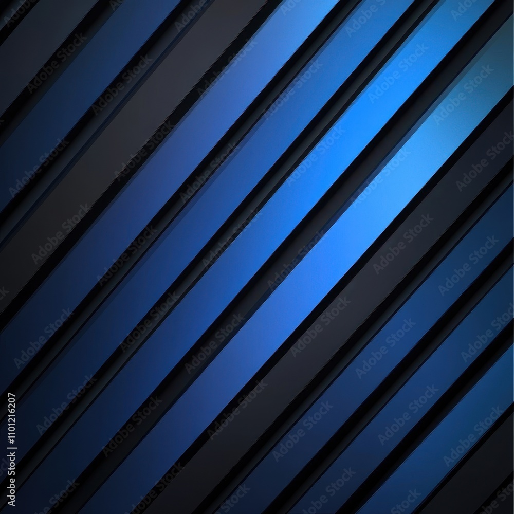 Poster a modern abstract design featuring diagonal blue and black stripes, creating a dynamic and sleek app