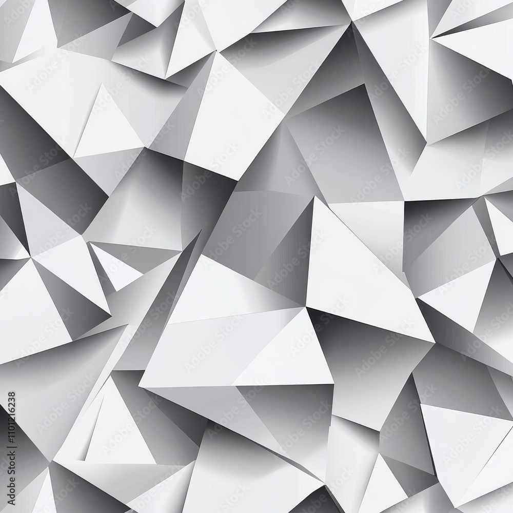 Poster abstract geometric background featuring 3d white triangular shapes creating a textured pattern.