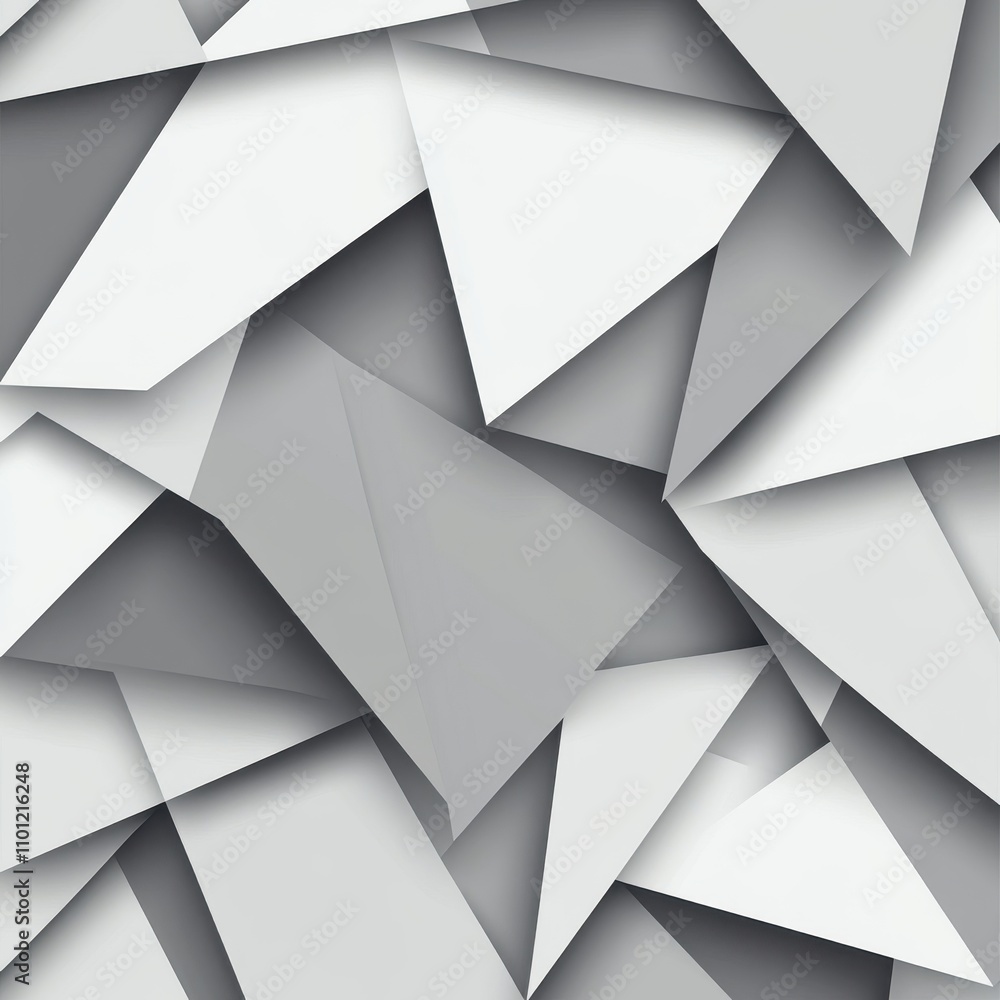 Poster An abstract pattern of overlapping gray geometric shapes creating a textured backdrop.