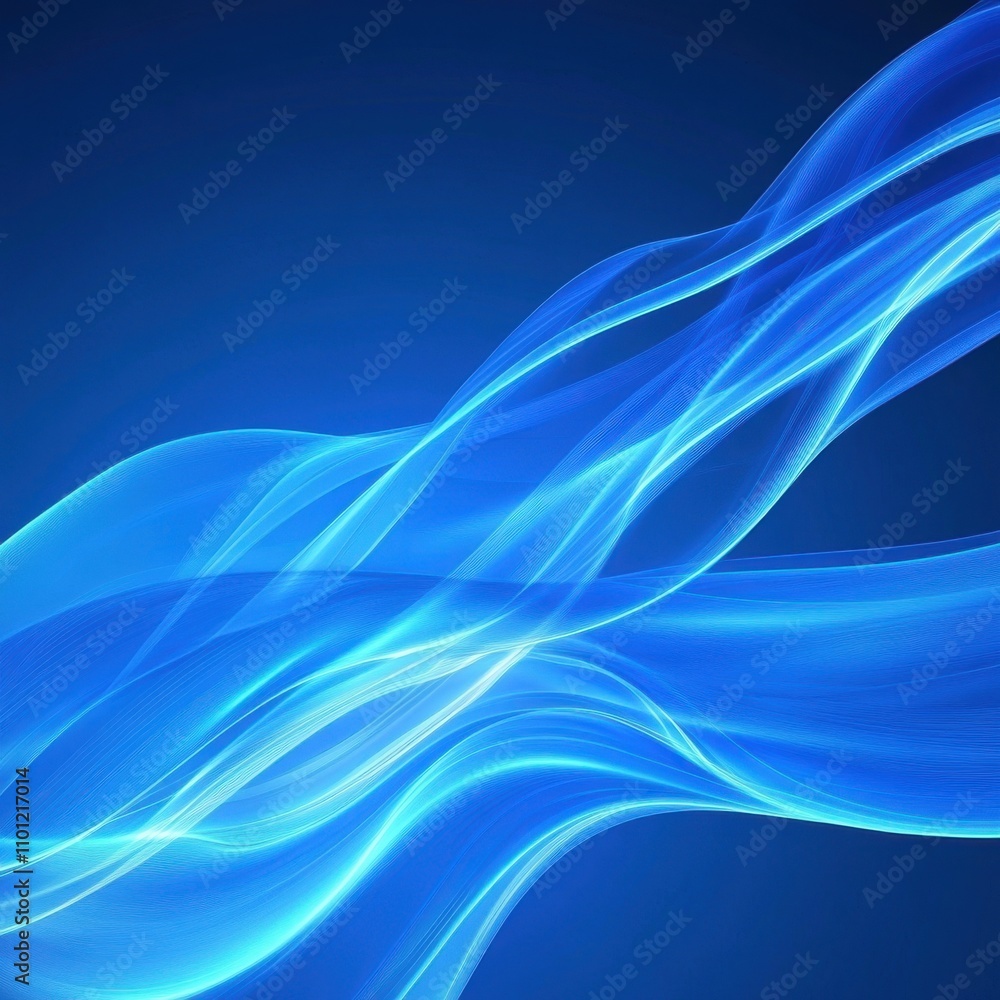 Poster abstract blue waves creating a serene and fluid atmosphere.