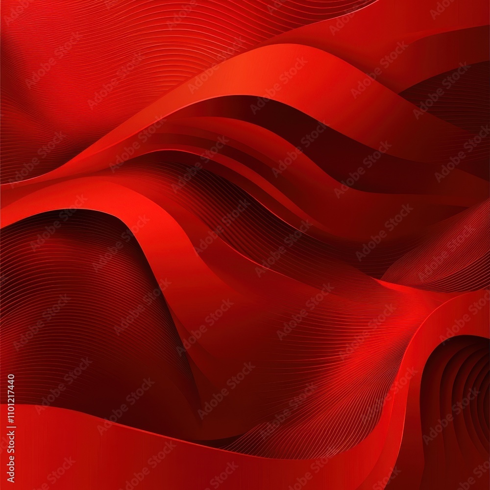 Poster vibrant red abstract waves create a dynamic and energetic composition, showcasing a blend of smooth 