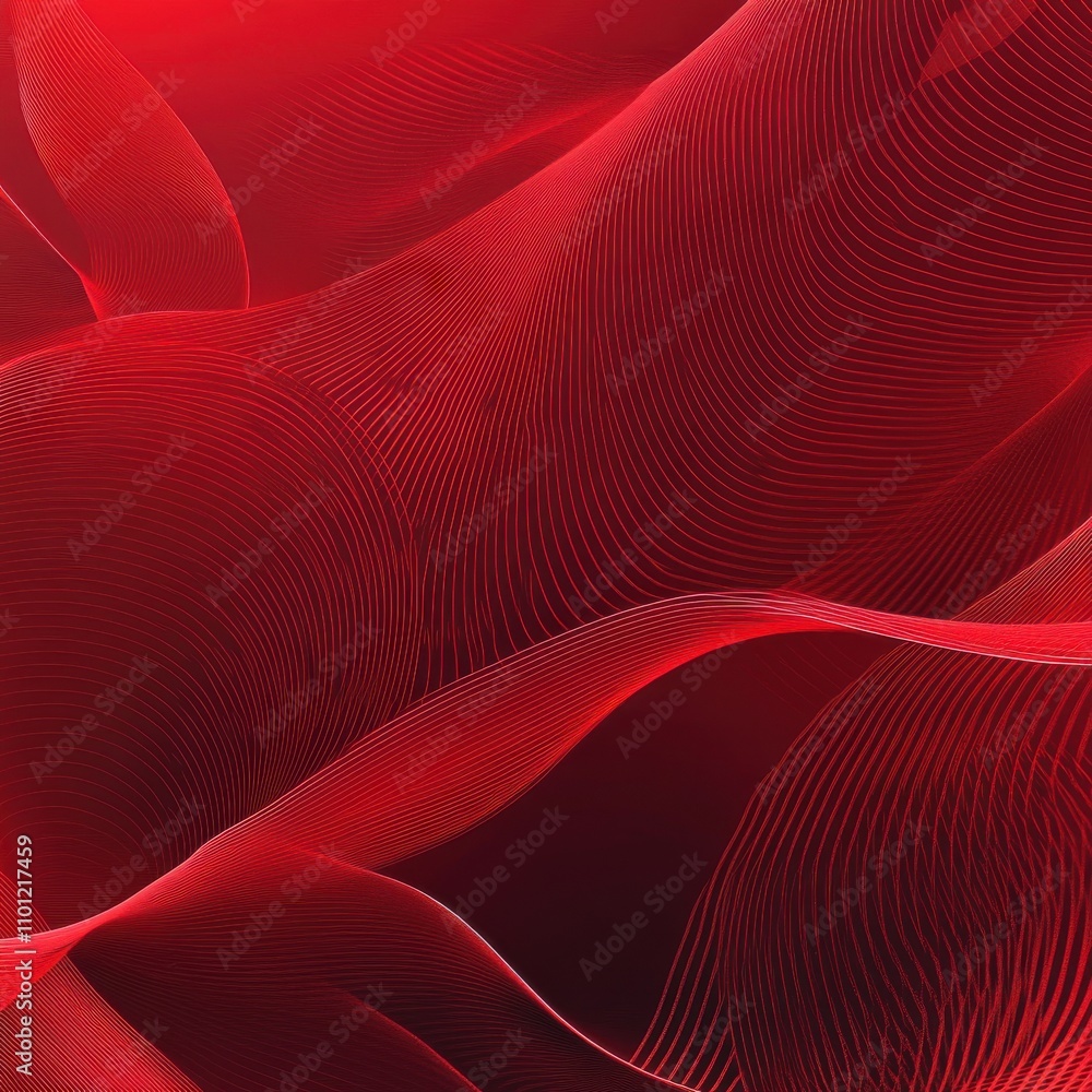 Poster abstract red waves with intricate lines create a dynamic and energetic visual effect.