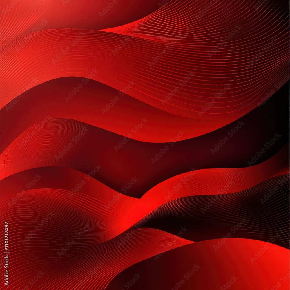 Aufkleber a vibrant abstract design featuring flowing red waves and lines, creating a dynamic and energetic at