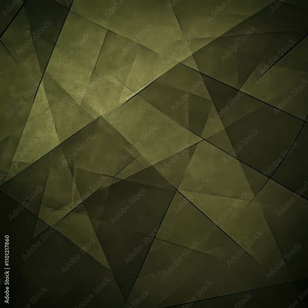 Poster abstract green textured background with layers and geometric shapes, creating depth and visual inter