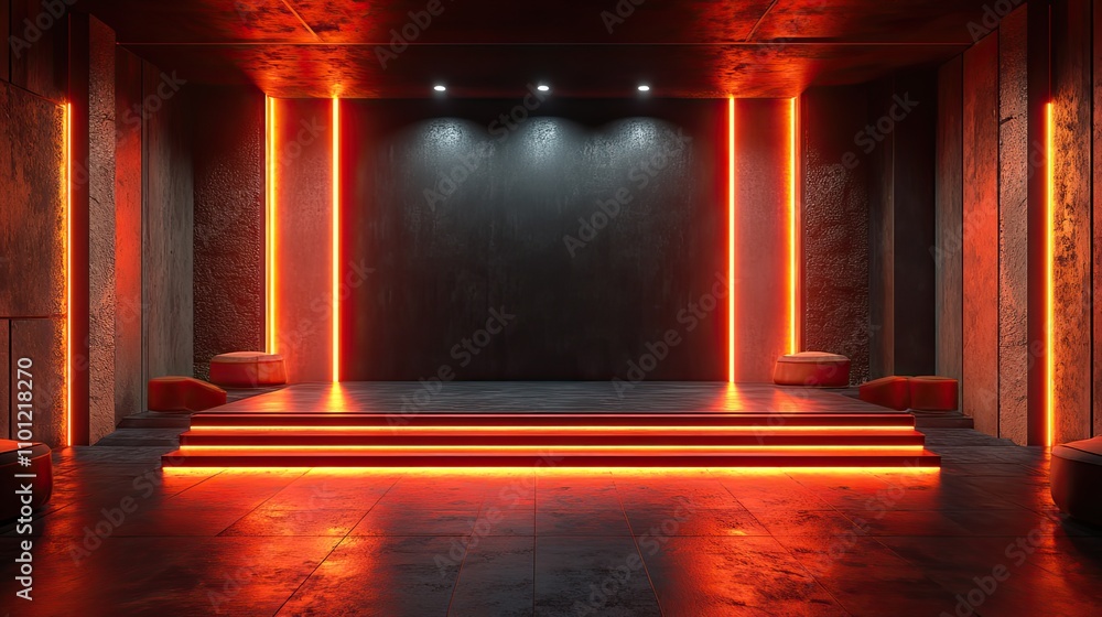 Poster empty room and stage with black background rendering
