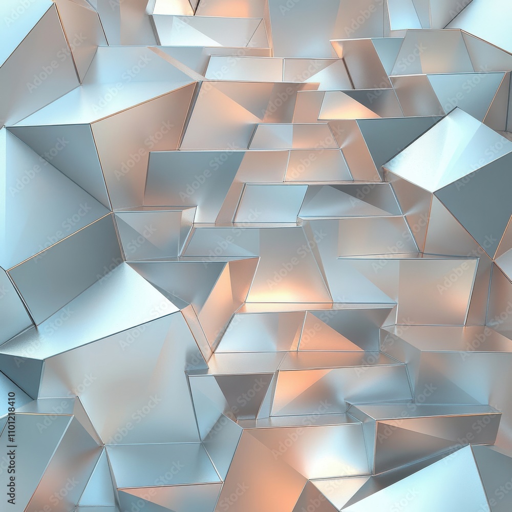 Poster abstract geometric shapes in a soft blue and orange gradient, creating a modern and dynamic visual t
