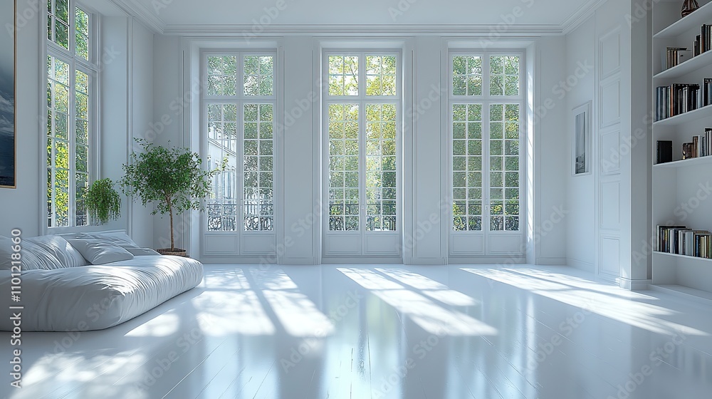 Aufkleber empty room with white background rendering