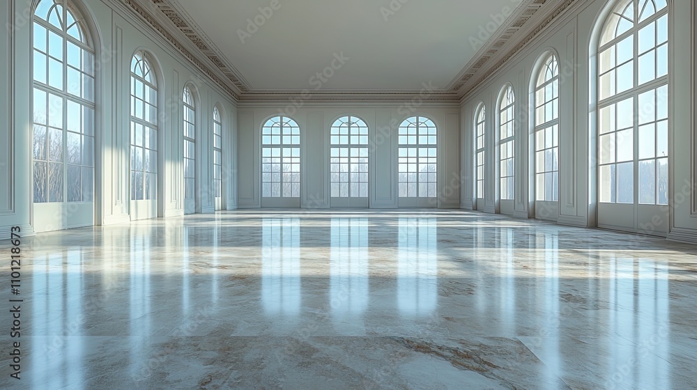 Poster empty room with white background rendering