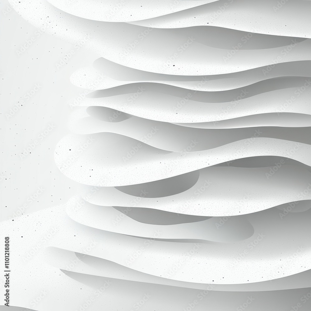 Poster abstract white layered design with smooth curves and subtle texture, creating a serene and modern ae