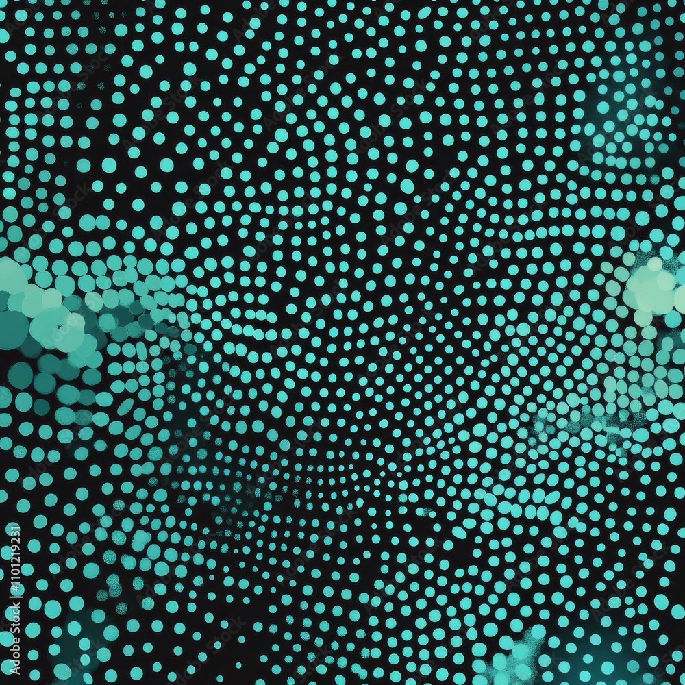 Poster abstract pattern of teal dots on a dark background, creating a mesmerizing visual effect.