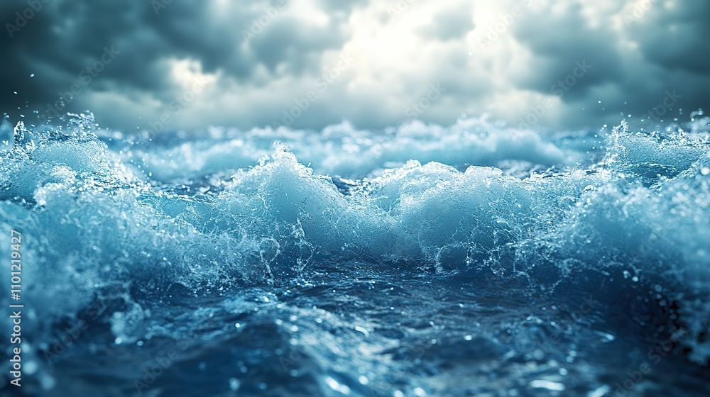 Poster empty water surface with motion blur rendering