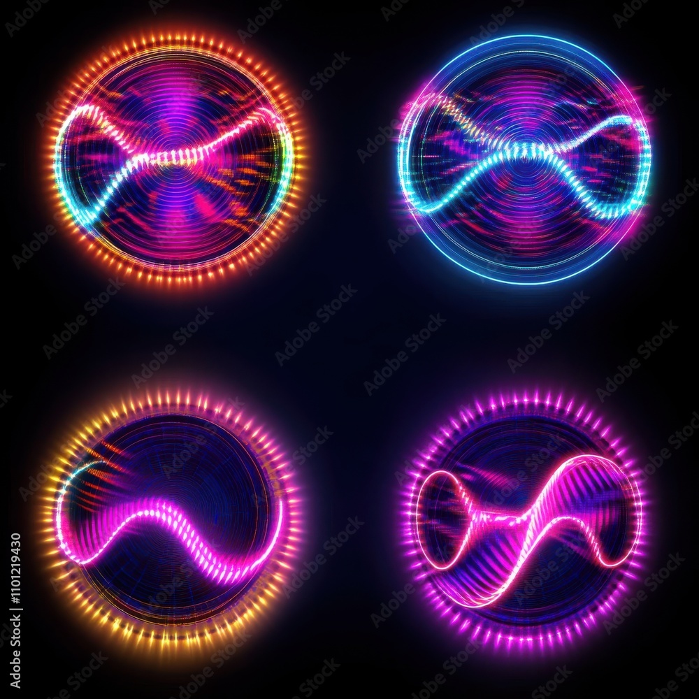 Poster colorful abstract wave patterns in vibrant hues, showcasing smooth motion and dynamic energy.