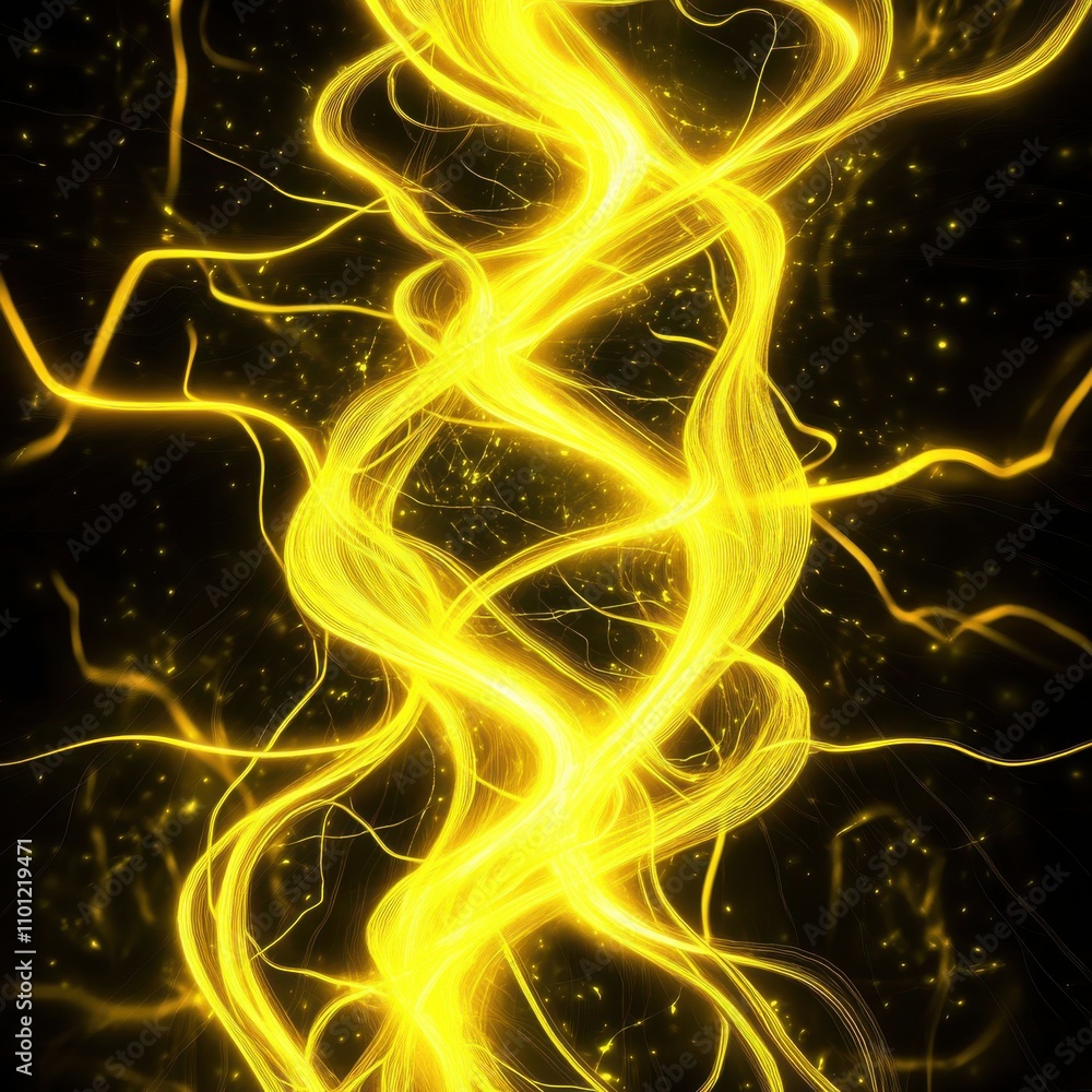 Poster a mesmerizing swirl of golden light against a dark background, creating a dynamic and ethereal atmos