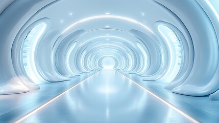 Obraz premium empty white tunnel with 360 degree seamless panoramic view rendering