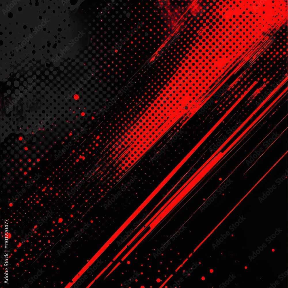 Poster dynamic abstract design featuring bold red and black elements, perfect for modern graphic projects.
