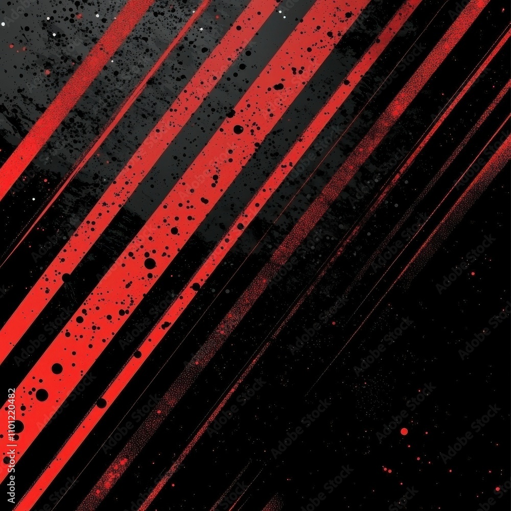 Aufkleber dynamic abstract black and red background with diagonal streaks and splatters, creating a modern and