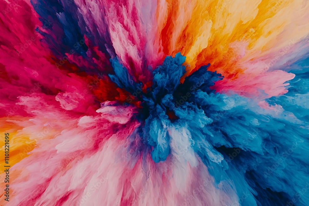 Poster a vibrant explosion of colors, showcasing dynamic patterns and rich textures that evoke emotion and 