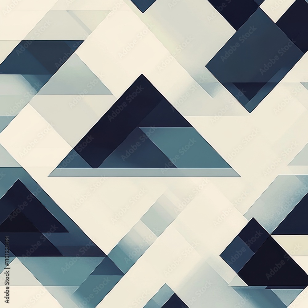 Poster abstract geometric pattern featuring layered triangles in shades of blue and gray.