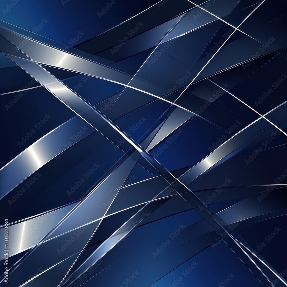 Aufkleber an abstract composition of metallic blue and silver waves creating a dynamic, modern visual.