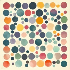 An abstract pattern featuring colorful circles in various sizes, creating a vibrant and playful atmosphere.