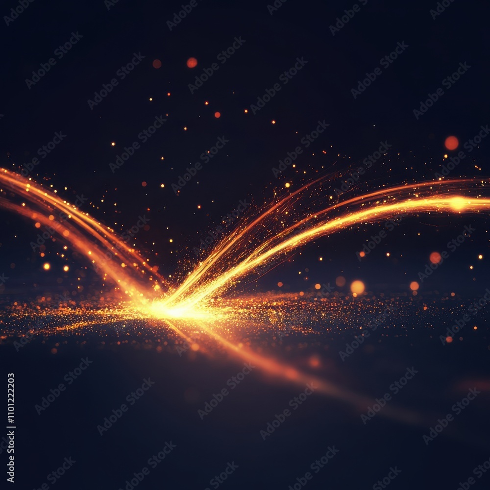 Poster a mesmerizing display of golden sparks against a dark backdrop, creating an elegant burst of energy.