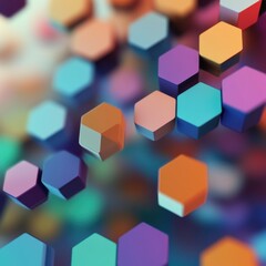 Obraz premium Colorful hexagonal shapes in a vibrant, abstract design create a dynamic and modern visual effect.