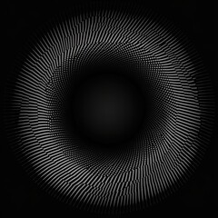 Abstract black and white geometric design resembling waves or a vortex.