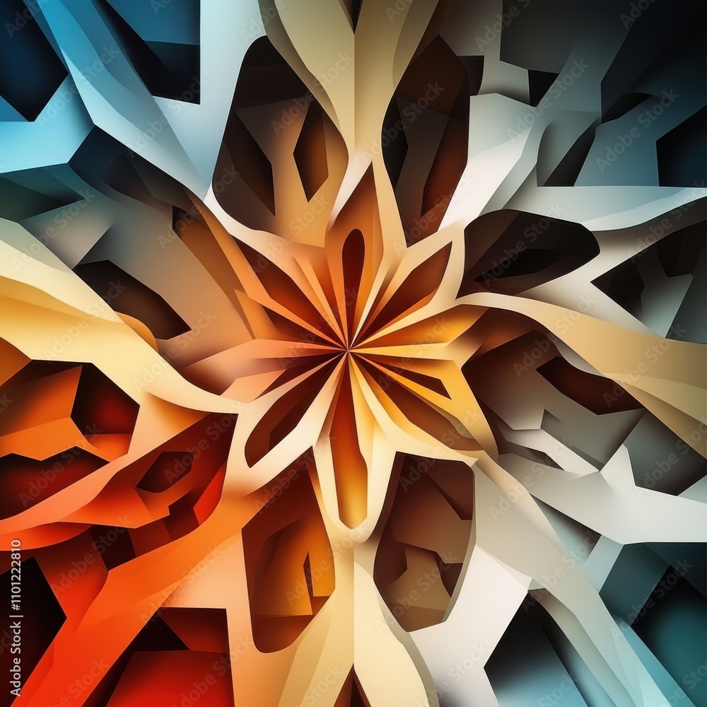 Aufkleber abstract geometric design showcasing a vibrant explosion of colors and shapes, creating a dynamic vi