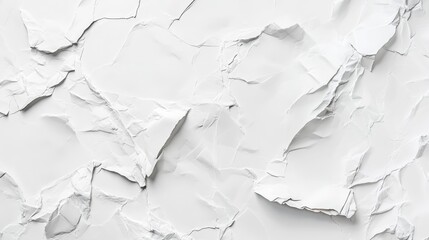 Fototapeta premium White background with a crumpled paper texture, suitable for a poster or flyer template. Flat lay. Top view. Close-up. Blank, white, textured, and aged cloth. High resolution. Ultra-realistic photogra