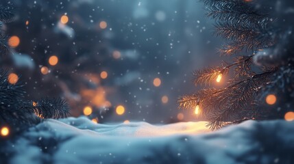 Fototapeta premium A snowy forest with a pine cone on the ground