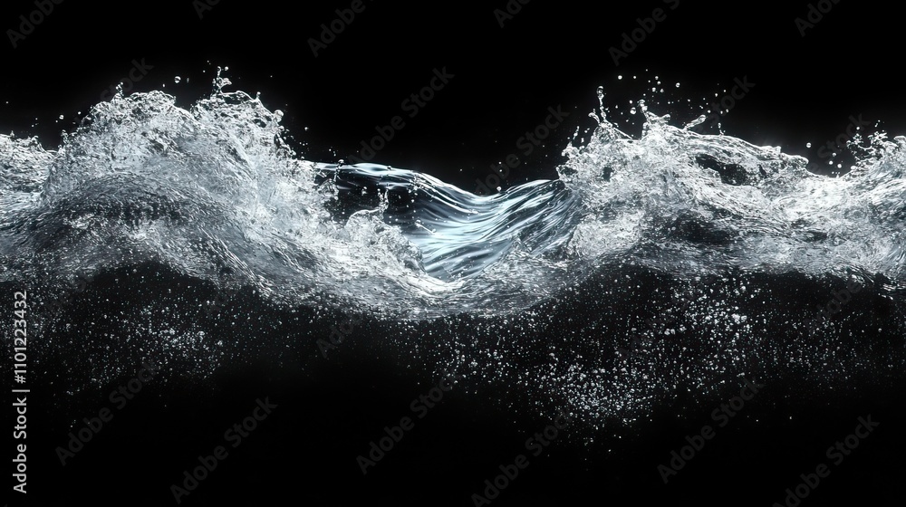 Poster flowing water liquid with alpha channel rendering
