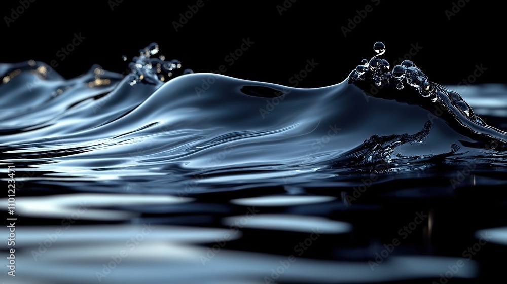 Poster flowing water liquid with alpha channel rendering