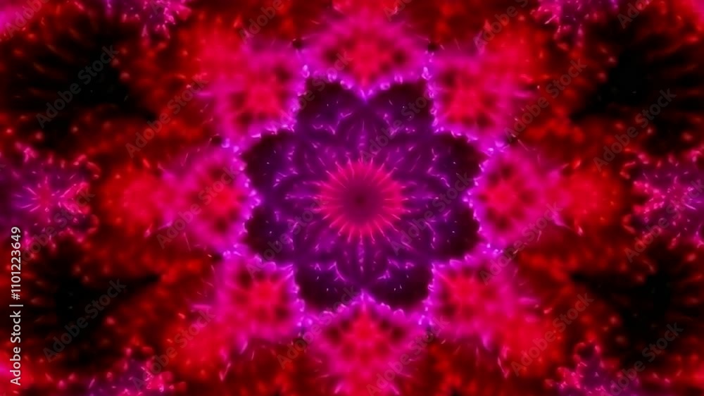Poster vibrant red and pink patterns of infinite zoom into colorful fractals