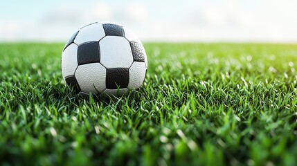 Fototapeta premium football soccer ball and field verdant grass precise white background illustratio
