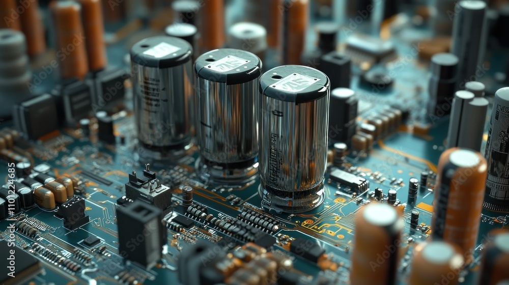 Poster power capacitors installed in radio circuits, designed to filter and smooth electrical noise backgro