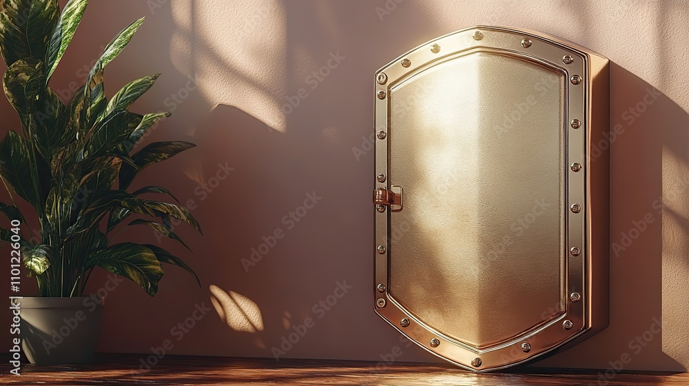 Poster glossy shield and safe box rendering