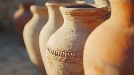 a bunch of rough ancient greek amphoras