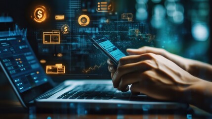 Fototapeta premium Digital Banking and Financial Technology