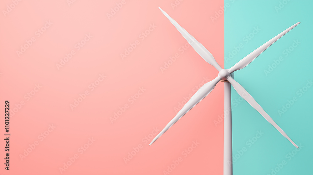 Poster close up of high tech wind turbine blade against colorful background