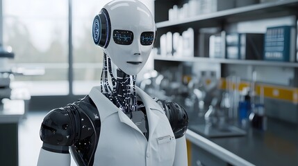 Fototapeta premium Medical Robot in Lab Coat
