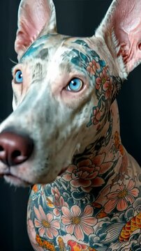 Majestic Tattooed Dog Portrait 