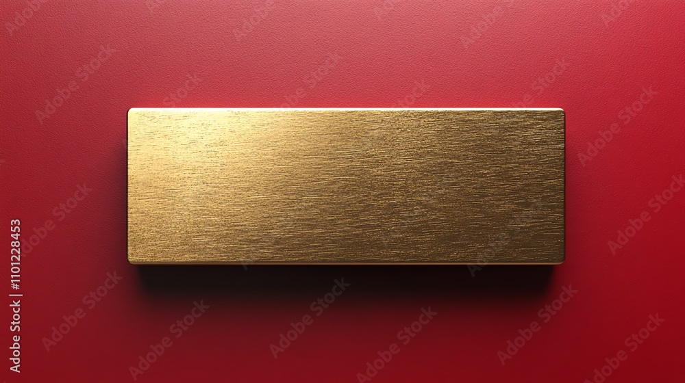 Poster a shimmering gold block on a vivid red background, ideal for design projects and presentations.