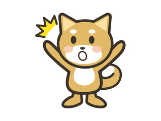 Obraz premium 両手を広げてびっくりするかわいい犬のイラスト