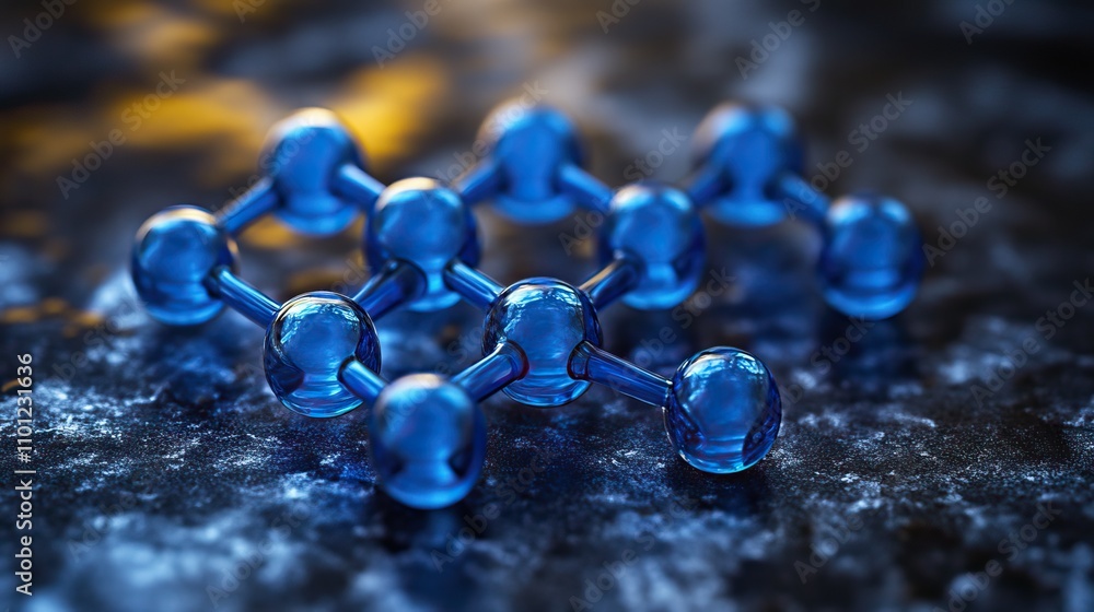 Poster hydrogen with blue structure lines rendering
