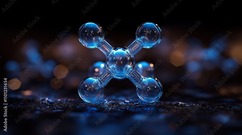 Poster hydrogen with blue structure lines rendering