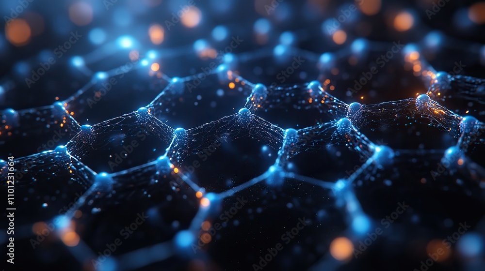 Poster hydrogen with blue structure lines rendering